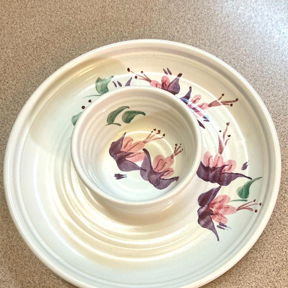 Floral Ceramic Chip and Dip Set